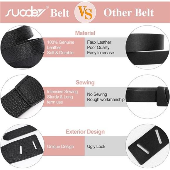SUOSDEY Leather Belt for Dress, Tie a Knot Genuine Leather Waist Belt main image 5